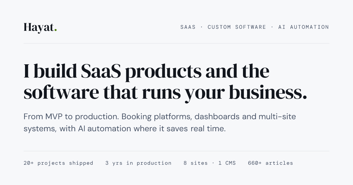 Hayat Ilyas — SaaS & custom software developer